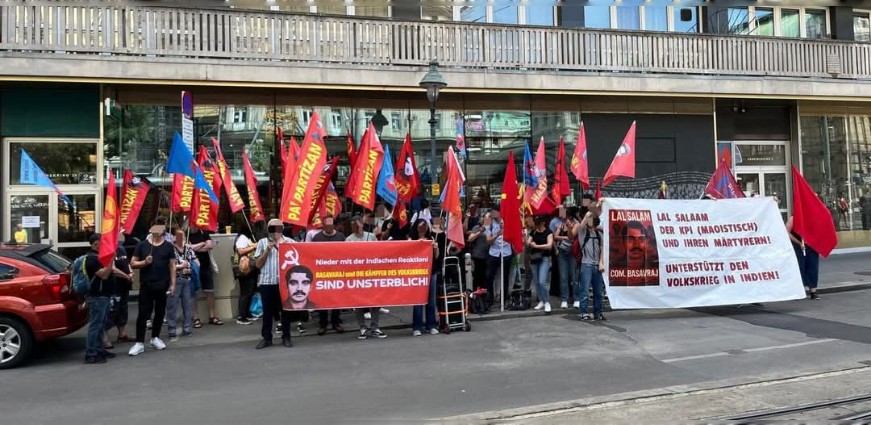 Yoldaş Basavaraj ve 27 Halk Savaşçısı'nın Katledilmesi Avrupa'da Protesto Edildi
