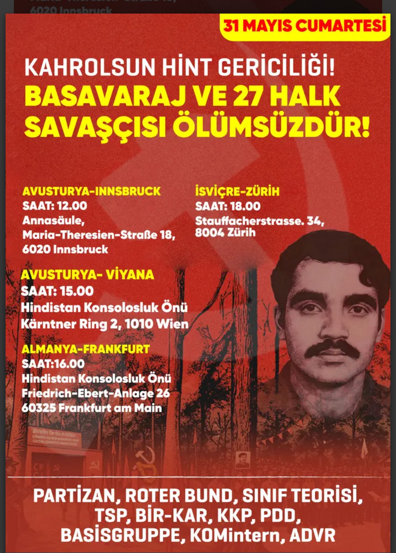 Eylemlere Çağrı: Basavaraj ve 27 Halk Savaşçısı Ölümsüzdür! konulu fotoğraflar