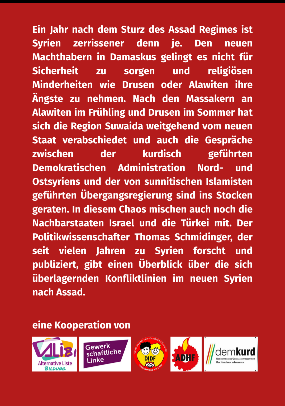 Siyasal Bilimci Thomas Schmidinger ile Söyleşi konulu fotoğraflar