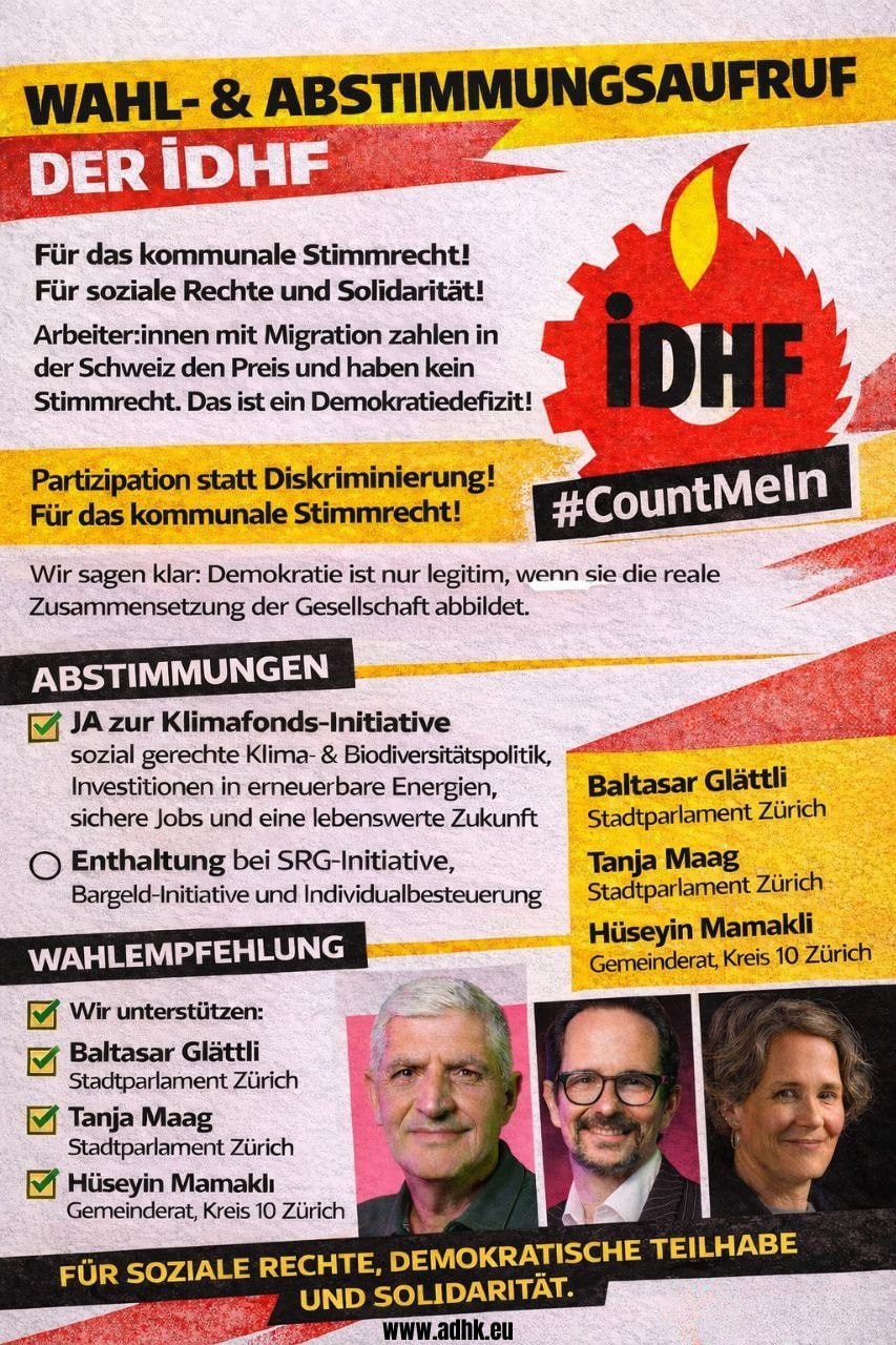 Unsere Haltung zu den Erneuerungswahlen 2026 der Stadt Zürich und zu den Abstimmungen vom 8. März 2026 konulu fotoğraflar
