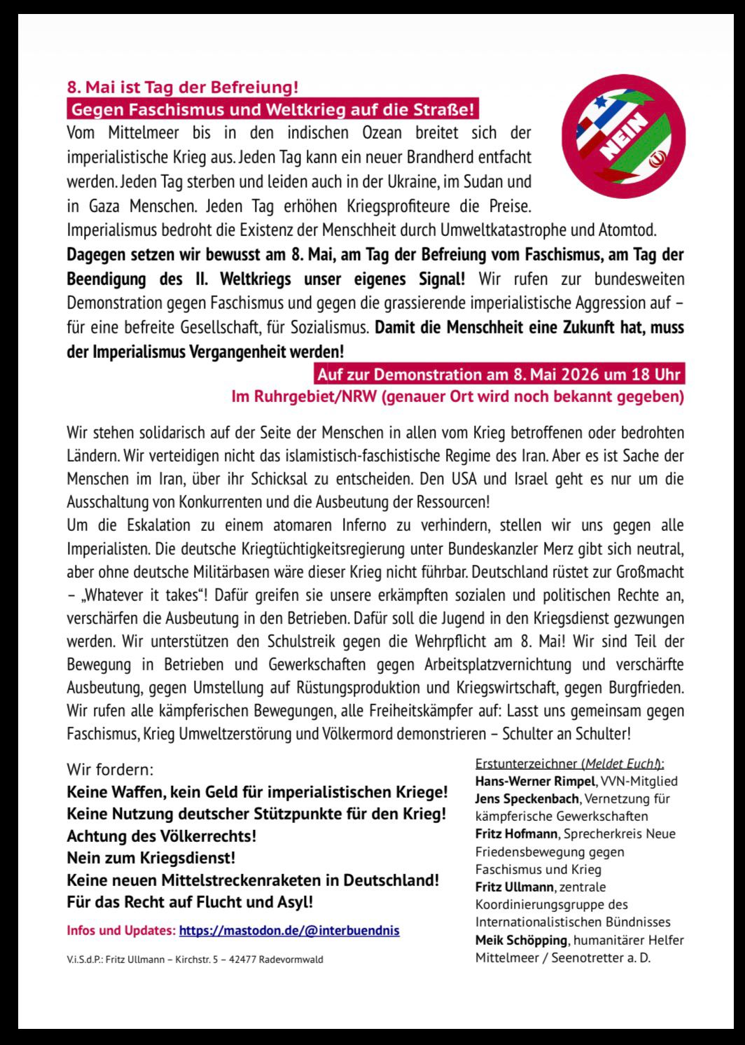 ADHF'den Enternasyonalist Birlik (Bündnis) Çağrısına Destek Açıklaması konulu fotoğraflar