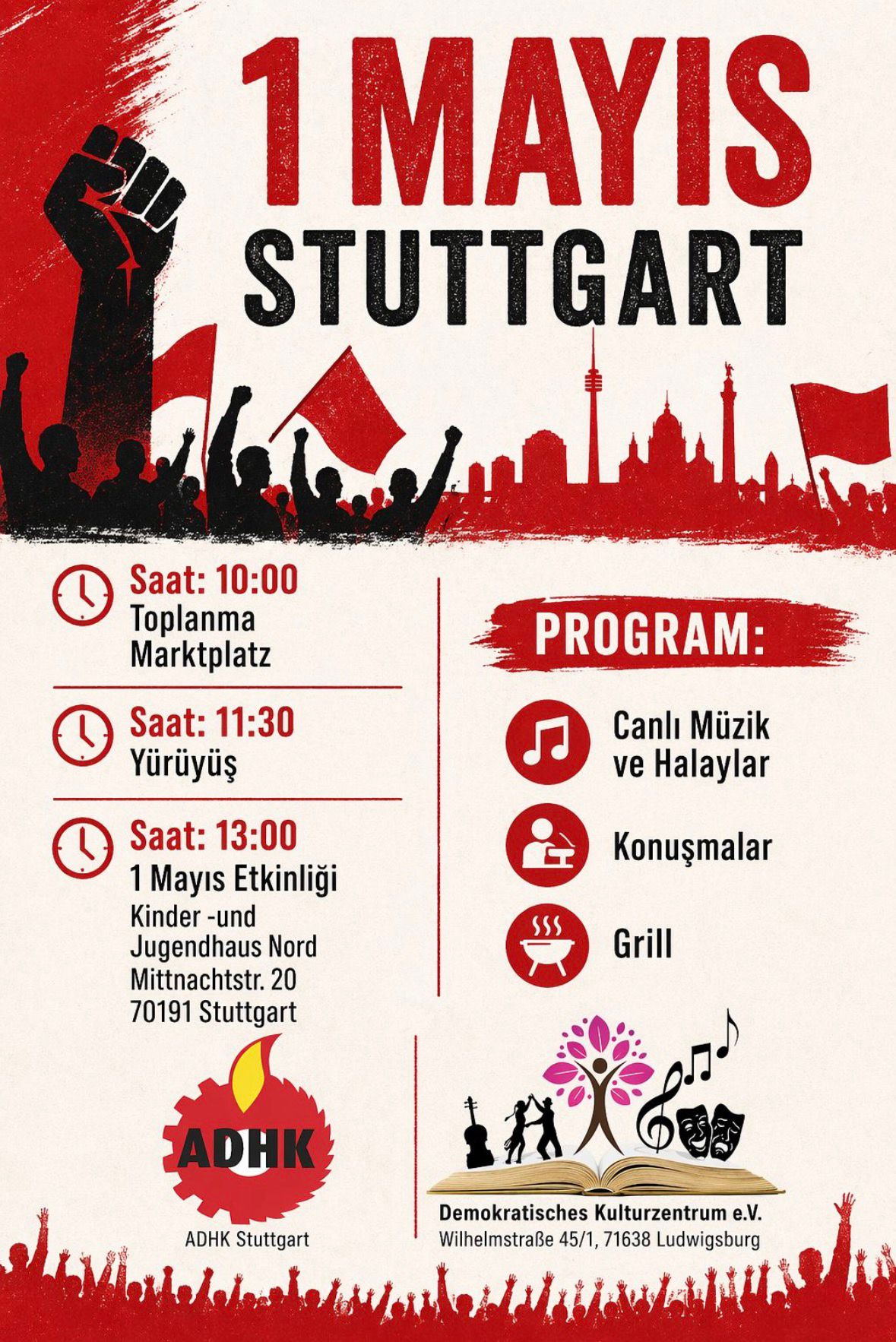 ADHK Stuttgart ve ADHF’ye Bağlı Demokratik Kültür Merkezi : 1 Mayıs’ta Meydanlara! konulu fotoğraflar