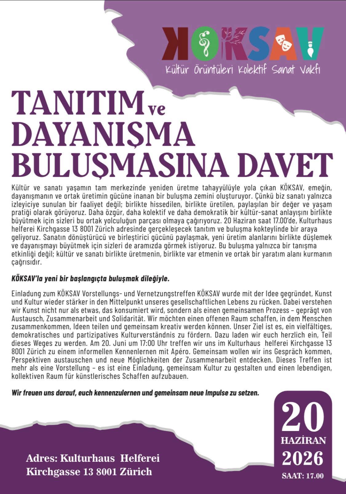 Zürih'te KÖKSAV Tanıtım Etkinliği konulu fotoğraflar