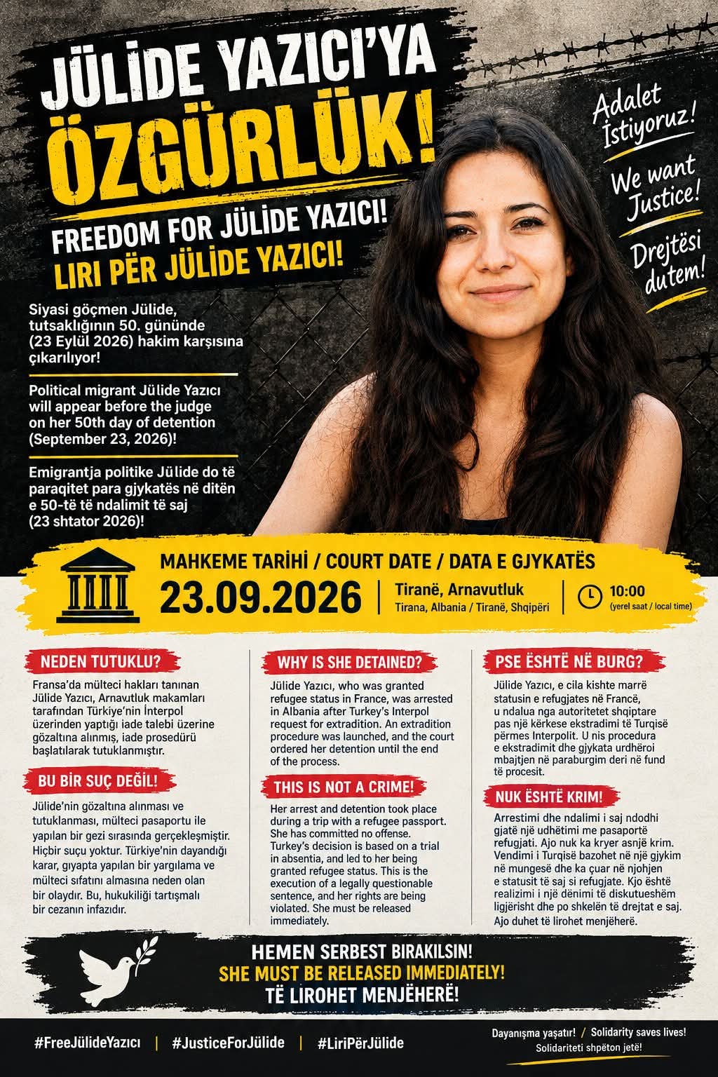 Jülide Yazıcı İçin Özgürlük ve Dayanışma! konulu fotoğraflar